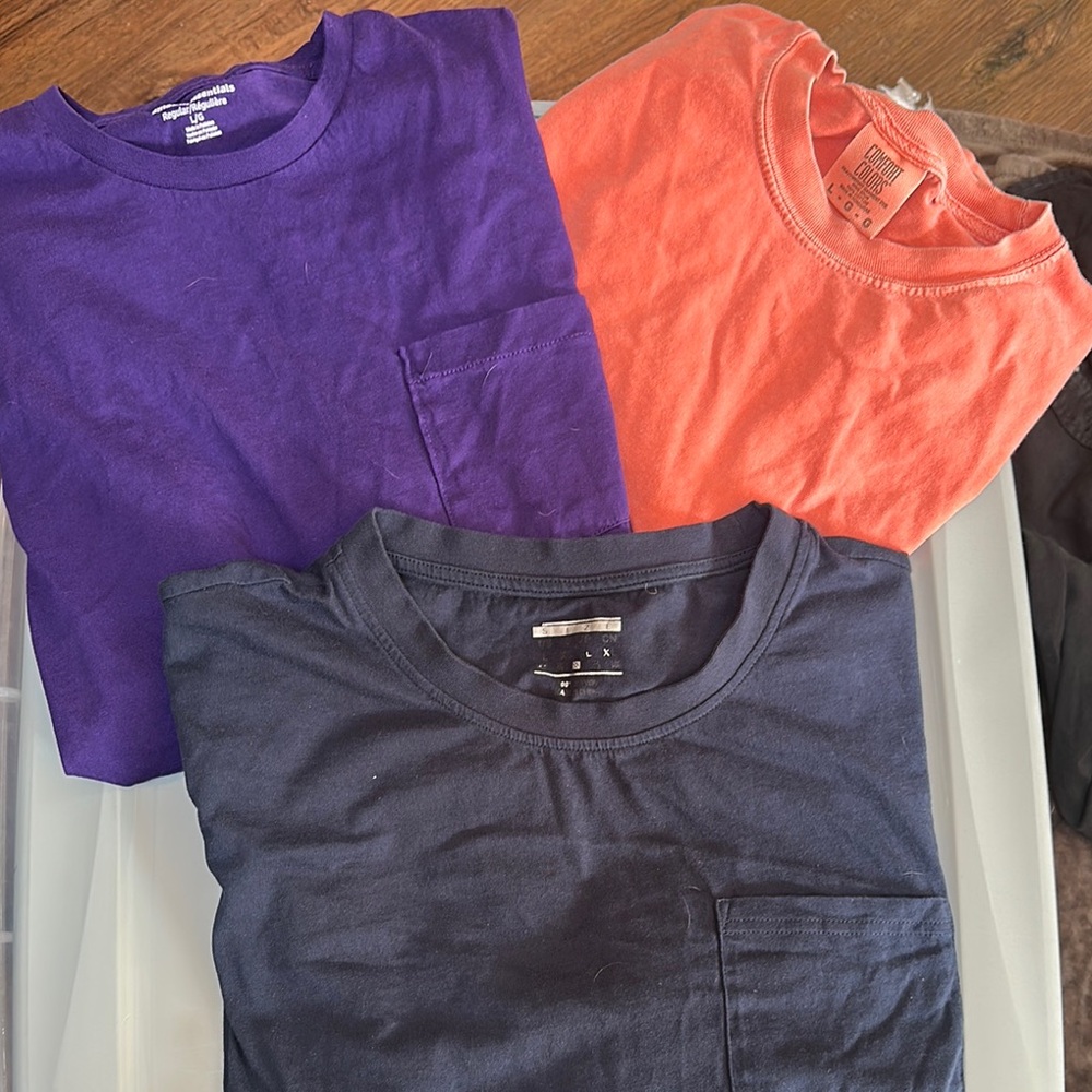 Purple, Orange, and Navy T-Shirts Bundle Size L